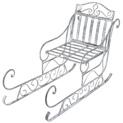 Floristik24 Dekoracyjne sanie z białego, mytego metalu 47×21×32,5 cm