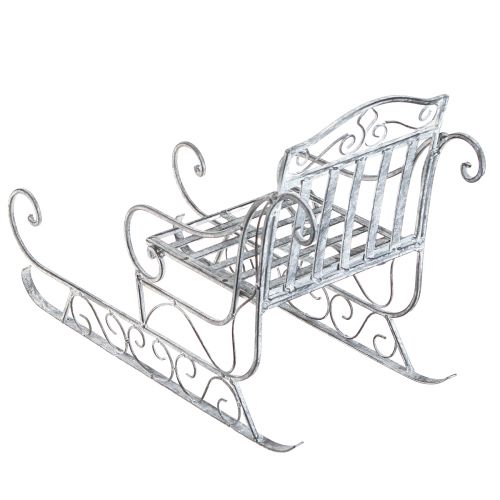 Floristik24 Dekoracyjne sanie z białego, mytego metalu 47×21×32,5 cm