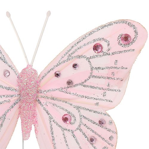 Produkt Dekoracja Motyl różowy z miką 10,5cm 3szt.