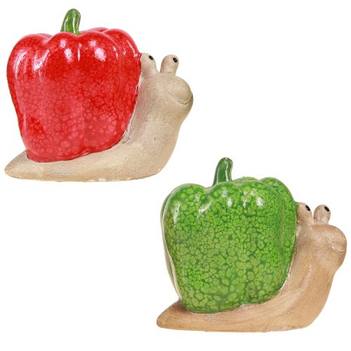Produkt Ozdobne ślimaki ceramiczne pieprzowe czerwono-zielone wys. 10cm 2 szt