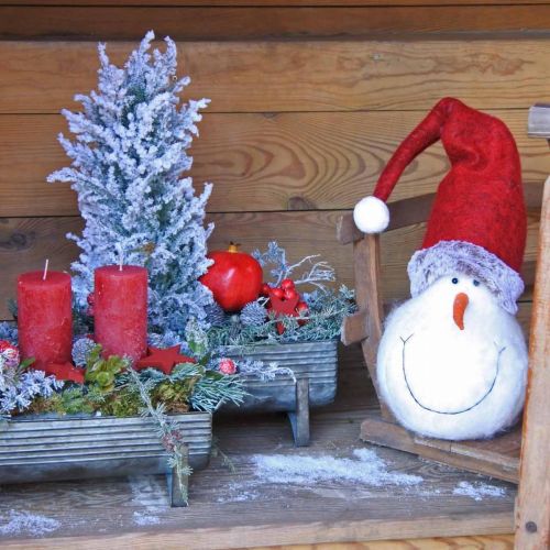 Floristik24 Dekoracyjny bałwanek z kapeluszem Dekoracja adwentowa Świąteczna figura W38cm