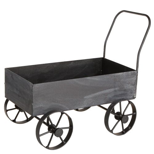 Produkt Ozdobna skrzynka na rośliny na taczkę, metalowa w kolorze antracytowym L30cm