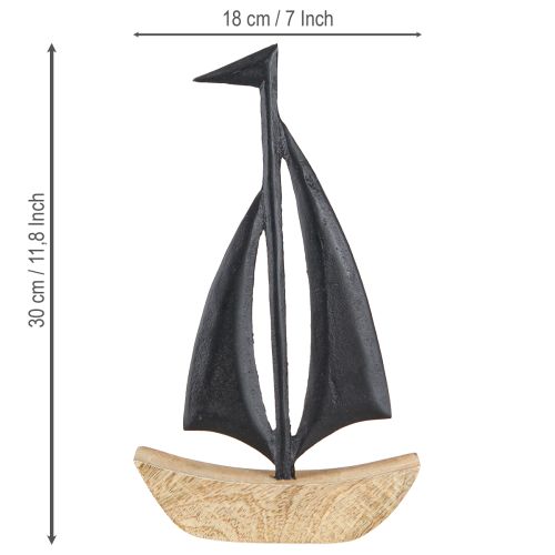 Produkt Dekoracyjna Żaglówka Drewno Metal w Naturalnej Czerni H30.5cm