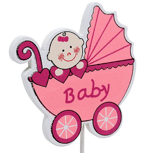 Floristik24 Ozdobna wtyczka do wózka 6cm różowy, niebieski 16 szt