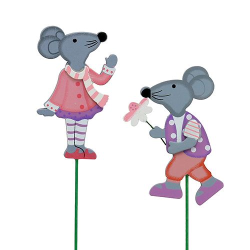 Floristik24 Mysz ozdobna wtyczkowa z kwiatkiem 8,5cm 14szt.