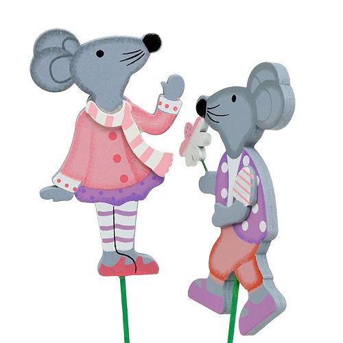 Floristik24 Mysz ozdobna wtyczkowa z kwiatkiem 8,5cm 14szt.