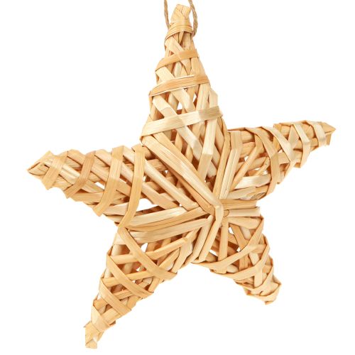 Gwiazdki dekoracyjne choinkowe, ozdoby z rattanu 14,5cm 3 sztuki