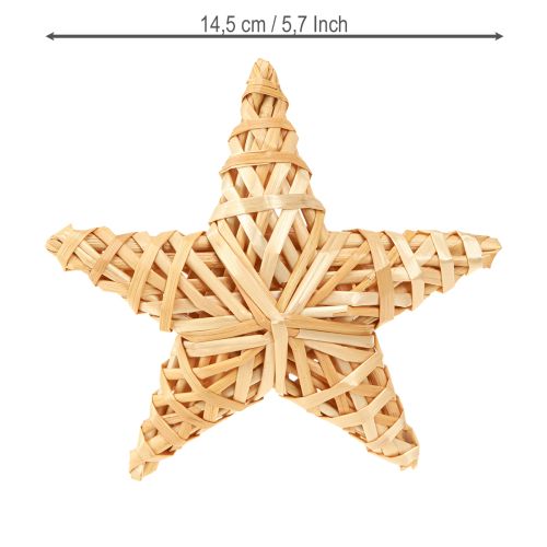 Produkt Gwiazdki dekoracyjne choinkowe, ozdoby z rattanu 14,5cm 3 sztuki