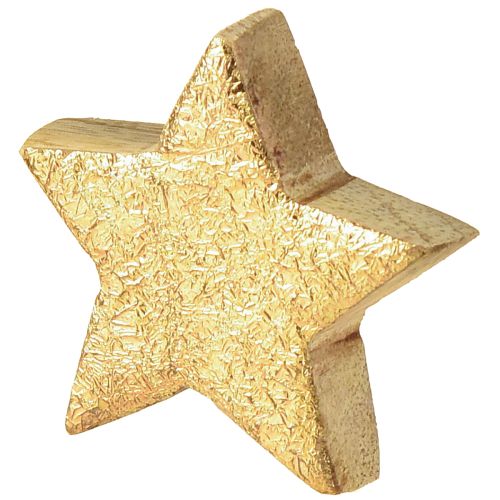 Produkt Gwiazdki dekoracyjne drewniane gwiazdki złote naturalne drewno mango Ø5cm 12 szt.