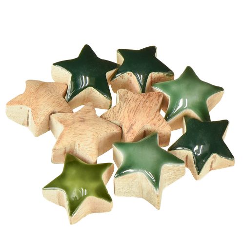 Produkt Gwiazdki dekoracyjne drewniane gwiazdki zielone dekoracja posypkowa 3cm 9 szt.