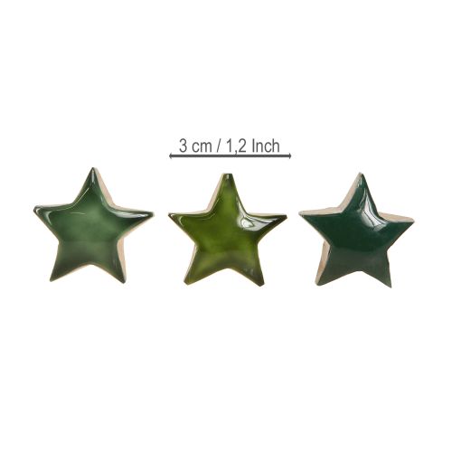 Produkt Gwiazdki dekoracyjne drewniane gwiazdki zielone dekoracja posypkowa 3cm 9 szt.