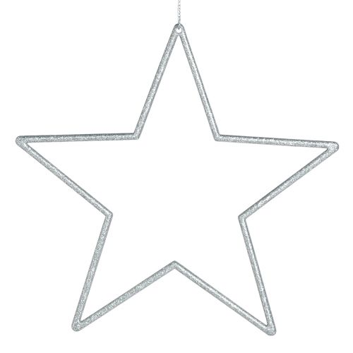 Produkt Gwiazdki dekoracyjne srebrne ozdoby choinkowe z brokatem 18cm 8 szt