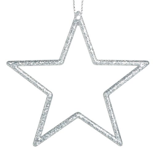 Produkt Ozdobne gwiazdki poinsecje do zawieszenia srebrne 7,5cm 40 szt