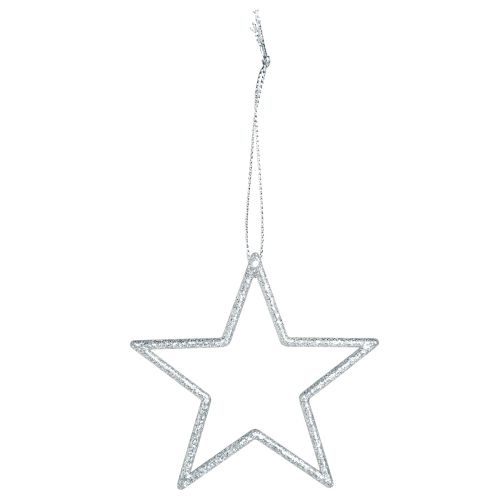 Produkt Ozdobne gwiazdki poinsecje do zawieszenia srebrne 7,5cm 40 szt