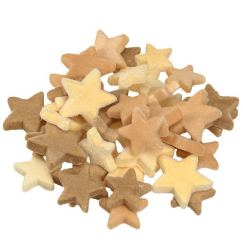 Produkt Gwiazdki dekoracyjne flokowane posypka żółto-brązowe Ø4/5cm 40 szt.