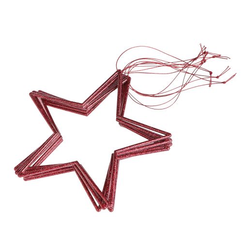 Produkt Ozdobne gwiazdki z brokatowymi czerwonymi gwiazdkami do zawieszenia 18cm 8 szt