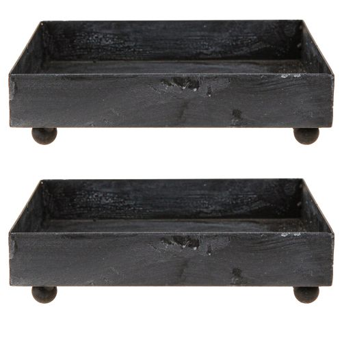 Produkt Taca dekoracyjna metalowa czarno-szara, myta 15×15cm, 2 szt.