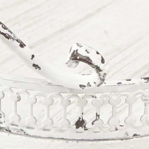 Floristik24 Taca dekoracyjna z metalowym białym uchwytem w stylu shabby chic Ø20cm W8cm