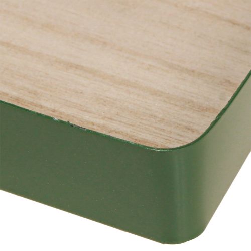 Produkt Taca dekoracyjna metalowa kwadratowa zielona drewniana podstawa 25,5×25,5 cm