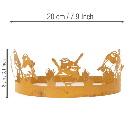Taca dekoracyjna, dekoracja stołu z ptakami, dekoracja wiosenna, metal rdzewiejący, Ø20cm, wys. 8,5cm | Floristik24.pl