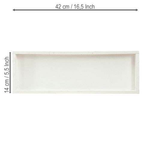 Produkt Taca dekoracyjna podłużna taca drewniana biała wytarta 42×14×3cm 3szt