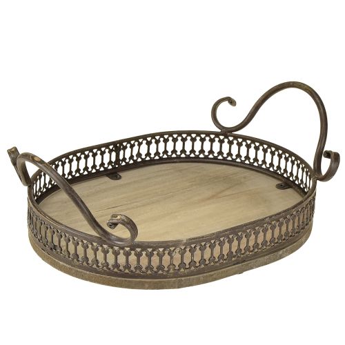 Floristik24 Taca dekoracyjna owalna 23cm x 17,5cm x 7,5cm brązowa