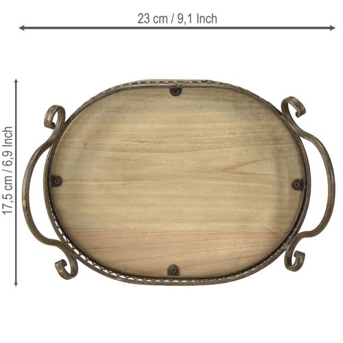 Produkt Taca dekoracyjna owalna 23cm x 17,5cm x 7,5cm brązowa