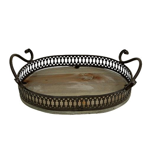 Produkt Taca dekoracyjna owalna 23cm x 17,5cm x 7,5cm brązowa