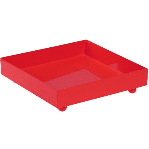 Floristik24 Taca dekoracyjna kwadratowa metalowa czerwona 15×15cm 2szt
