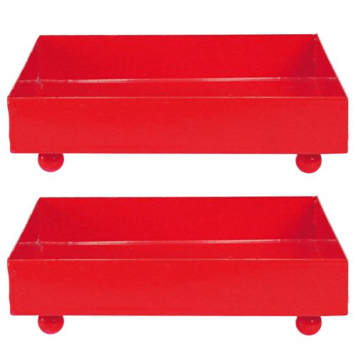 Produkt Taca dekoracyjna kwadratowa metalowa czerwona 15×15cm 2szt