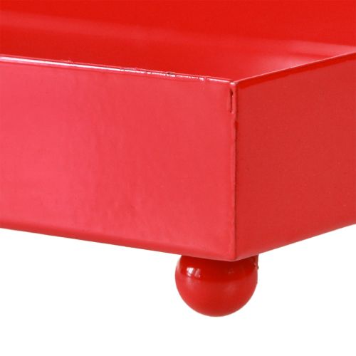 Produkt Taca dekoracyjna prostokątna metalowa czerwona z nóżkami 30×15cm