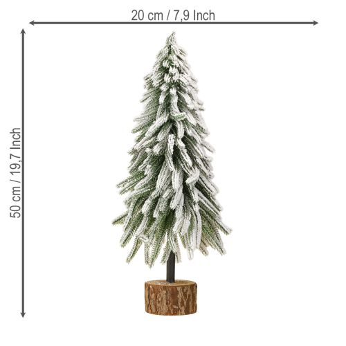 Floristik24 Choinka dekoracyjna ośnieżona podstawa z korą Ø20cm H50cm