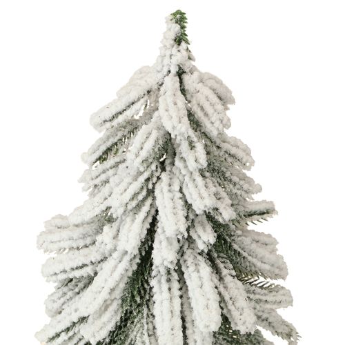 Floristik24 Dekoracyjna choinka pokryta śniegiem na drewnianej podstawce Ø15cm H30cm