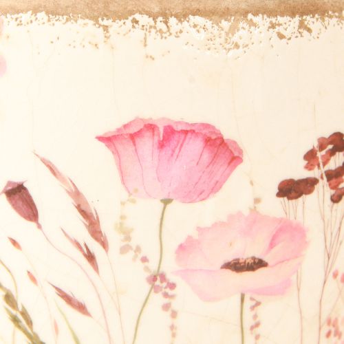 Produkt Dekoracyjny kubek ceramiczny z makiem spękany kremowy 15cm×12,5cm