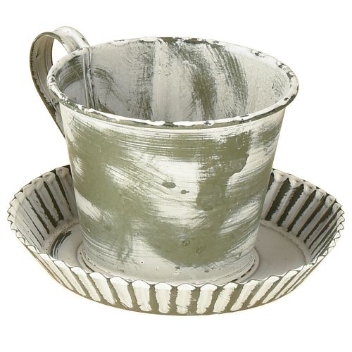 Kubek dekoracyjny metalowy biały antyczny Ø9cm wys.8cm 2 szt.