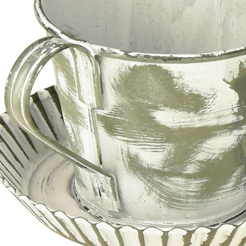 Produkt Kubek dekoracyjny metalowy biały antyczny Ø9cm wys.8cm 2 szt.