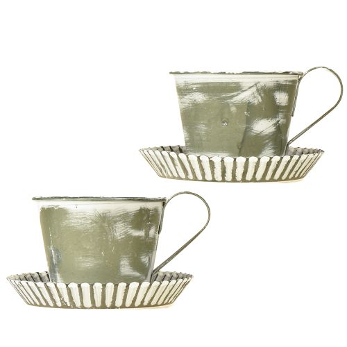 Produkt Kubek dekoracyjny metalowy biały antyczny Ø9cm wys.8cm 2 szt.