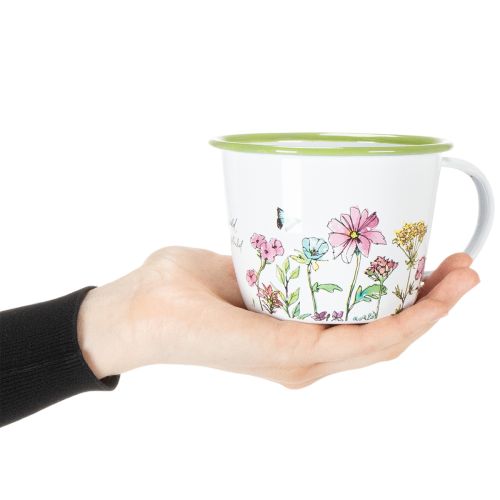 Produkt Dekoracyjny kubek, doniczka emaliowana, Ø11cm, wys.8cm