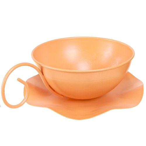 Produkt Kubek dekoracyjny Ø16cm W9cm z płytką metalową dekoracją pomarańczowy 2szt