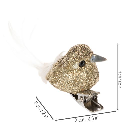 Produkt Para gołębi ozdobnych, ptaki ozdobne z klipsem, złote, 5cm, 4 sztuki