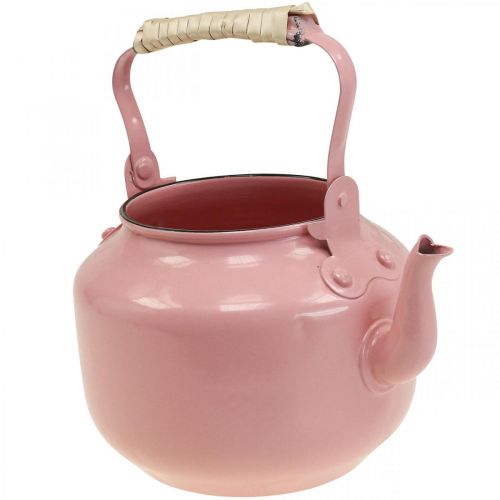 Floristik24 Dekoracyjna donica na czajnik do herbaty, metalowa w kolorze starego różu Ø8,6cm W16cm