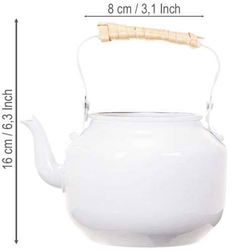 Dekoracyjny dzbanek do herbaty, doniczka, metalowy, biały, shabby chic, Ø8,6 cm, wys.16 cm, doniczka dekoracyjna vintage | Floristik24.pl