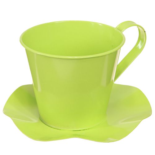 Produkt Filiżanka dekoracyjna metalowa z talerzykiem jasnozielona Ø12 W10cm 8 szt