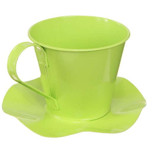 Produkt Filiżanka dekoracyjna metalowa z talerzykiem jasnozielona Ø12 W10cm 8 szt