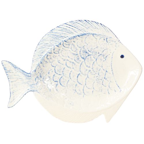 Talerz dekoracyjny ryba ceramiczna dekoracja stołu niebiesko-biały 30×22cm