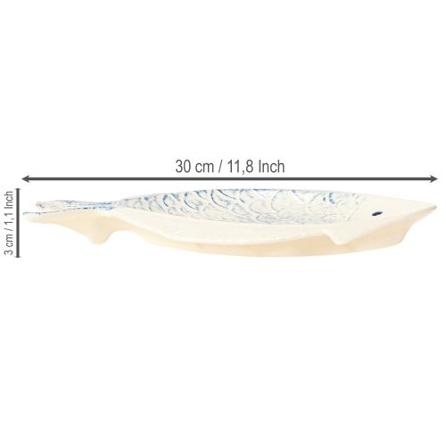 Produkt Talerz dekoracyjny ryba ceramiczna dekoracja stołu niebiesko-biały 30×22cm