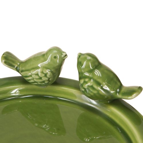 Produkt Talerz dekoracyjny ptasie kąpielisko dekoracja stołu ceramiczny zielony Ø20,5cm 2szt