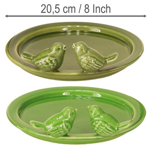 Produkt Talerz dekoracyjny ptasie kąpielisko dekoracja stołu ceramiczny zielony Ø20,5cm 2szt