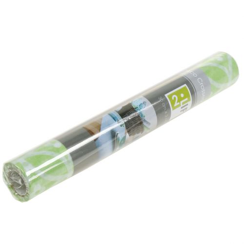 Floristik24 Wstążka dekoracyjna stołowa z kwiatami jasnozielona 30cm x 300cm