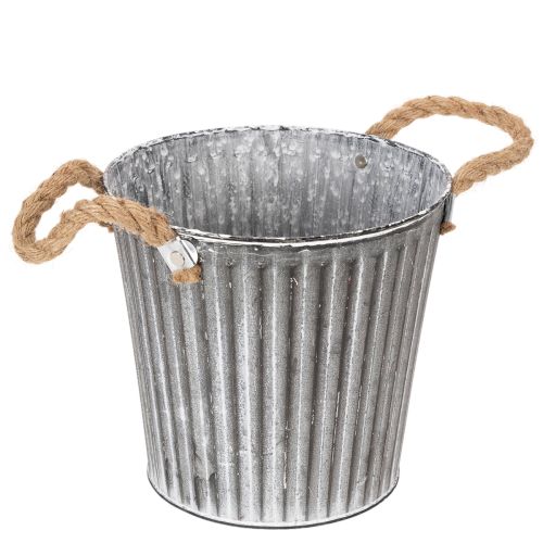 Doniczka dekoracyjna do sadzenia, metalowa z uchwytami, dekoracja metalowa shabby chic Ø21,5cm | Floristik24.pl